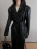 卡蔓诗蒽茜韩国设计师，款2024春皮衣，系带夹克皮衣气质显瘦外套
