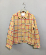 8新vintage日本古着ehkasopo姜黄色(姜黄色)格纹厚款羊毛混纺衬衫