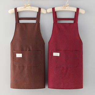 棉布围裙女夏季薄款家用时尚工作服男士厨房网红专用围腰定制LOGO