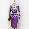 韩国春高腰包臀一步中裙铅笔裙紫洋气系带韩版设计感小众