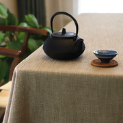 定制粗麻餐桌布茶几北欧风，纯色圆台布艺日系棉麻，会议桌长方形家用