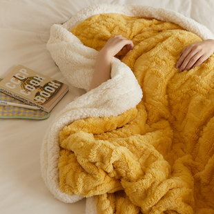 温暖美好塔肤绒羊羔绒毛毯保暖加厚秋冬季单双人(单双人，)休闲毯子铺床垫