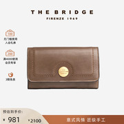 The Bridge/桥牌 手工牛皮钱包女长款翻盖磁扣真皮钱夹大容量卡包