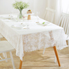 唯米5801简约现代百搭家用白色蕾丝镂空透明餐桌布布艺长方形台布