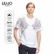 LIU·JO UOMO白色印花图案潮流时尚纯棉圆领T恤舒适短袖夏男