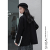 SHISU拾宿/黑色小西装外套女2024年春季英伦风设计感小众西服夹棉