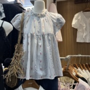韩国东大门小飞袖元气，少女衬衫女夏季上衣宽松显瘦粉色娃娃衫