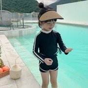 韩国儿童泳衣女童分体长袖防晒游泳衣女孩洋气中大童学生度假泳装