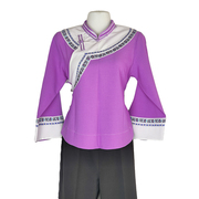 少数民族风格服装布依族女装素净紫色，2021夏修身(夏修身)中国风原创