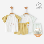 宝宝夏装套装婴儿纯棉短袖分体女童男幼儿薄款两件套夏季儿童衣服