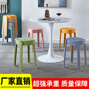 加厚塑料凳子家用熟胶简约餐桌椅，高凳可叠放板凳，客厅小圆凳风车凳