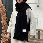 百搭纯色毛线针织围巾女冬季2022韩版时尚学生加厚保暖围脖厚