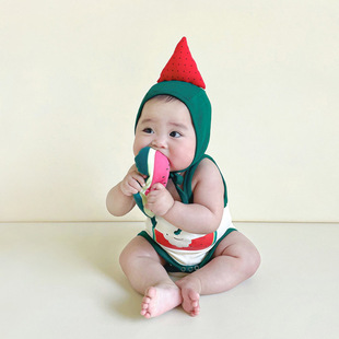 2023夏季韩版婴幼儿，连体衣ins款西瓜，印花造型哈衣宝宝包屁衣