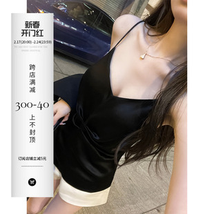 OKMA 无袖吊带背心女2024春季褶皱内搭修身甜辣性感辣妹纯欲上衣