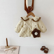 女宝宝棉服外套冬装，韩版洋气婴幼儿棉衣，加绒夹棉加厚保暖棉袄冬季
