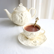 法式复古奶油色丘比特天使陶瓷欧式宫廷咖啡杯碟英式下午茶红茶杯
