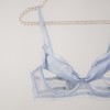 蓝色性感纯欲内衣女春夏法式超薄款诱惑透明文胸镂空网纱蕾丝胸罩
