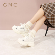 GNC增高老爹鞋女2023冬季厚底内增高白色舒软轻质休闲运动鞋