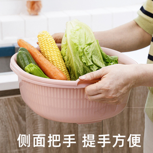 厨房双层塑料滴水篮洗菜盆洗水果篮多用米器洗菜篮，沥水篮滤水筛