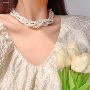2023复古多层珍珠项链颈链新娘婚纱饰品小众轻奢礼服