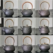 铸铁壶日本工艺内壁无涂层原铁茶壶铜盖生铁壶手工复古烧水壶茶具