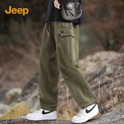 jeep吉普工装裤子男士，春夏宽松直筒休闲长裤军，绿色男款速干冲锋裤