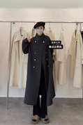 2023韩系立领双面羊绒，大衣女中长款设计感双排，扣加厚羊毛外套