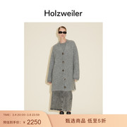 秋冬上新holzweiler女士深灰色中长款版型，passage毛绒针织开衫