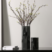 简约现代黑色陶瓷花器样板房软装饰品家居客厅电视柜玄关插花花瓶