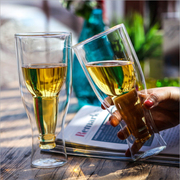 高硼硅双层玻璃杯子男生扎啤高颜值酒杯果汁饮料酒吧餐厅家用透明
