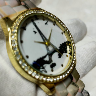 手表花草鸟铁塔钻石硅胶女士时装表石英表