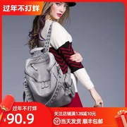 香港2020韩版铆钉双肩包女包(包女包，)软皮单肩包休闲旅行大背包