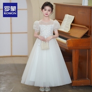 罗蒙女童公主裙钢琴演出儿童，生日连衣裙子纱裙，花童婚礼主持人礼服