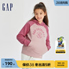 gap女童秋冬logo碳素软磨抓绒，保暖卫衣大小童同款连帽衫786363