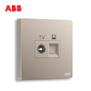ABB轩致朝霞金色纯平无框86型家装二位电视电脑网络插座AF325-PG