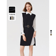 会员朗姿法式纯羊毛高级感气质设计感衬衫裙秋冬奥莱高级