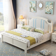 美式实木床白色1.8米/1.5m双人软靠木床主卧室经济型高箱储物婚床