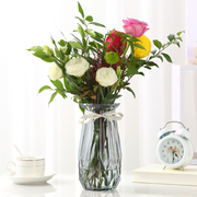 欧式彩色玻璃透明花瓶大号，ins客厅摆件插干花，水培富贵竹百合花瓶