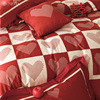 红色喜被爱心美谊家纺结婚床上四件套全棉纯棉，100s长绒棉婚庆床品