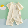 开裆连体衣服婴儿四个月宝宝夏装7两8十夏天薄款新生纯棉短袖睡衣