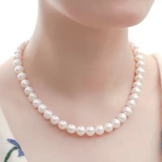 天然淡水珍珠项链白色强光，近圆形锁骨，链女节日送妈妈婆婆长款