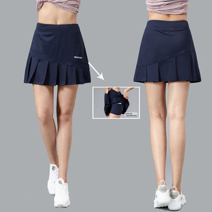 网球羽毛球服女2024速干跑步裙子运动裤裙假两件百褶半身短裙