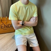 夏季韩版清新色系柠檬黄纯棉男体恤简约百搭净版短袖潮流圆领t恤