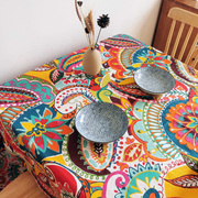 复古民族风桌布布艺美式高级感轻奢纯棉餐桌，茶几布美术(布美术)画室台布