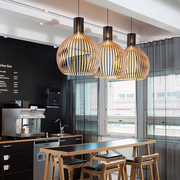 日式木艺餐厅吊灯北欧创意，实木卧室阳台个性，设计师餐饮奶茶店灯具