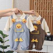 宝宝背带裤秋装套装0-1一3岁儿童装2男小童6个月，婴儿衣服春秋韩版