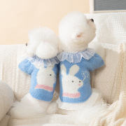 春季可爱小兔子保暖仿貂绒狗狗毛衣情侣装猫咪两脚衣泰迪宠物衣服