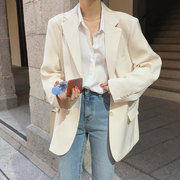白色西装外套女韩版2021春秋款网红炸街设计感小众小个子西服外套