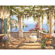 手绘地中海风景客厅手绘装饰画葡萄园花园风景无框欣美画店油画