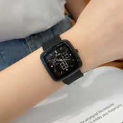气质表带中性女手表韩版大红表盘潮流，时尚方形石英国产腕表